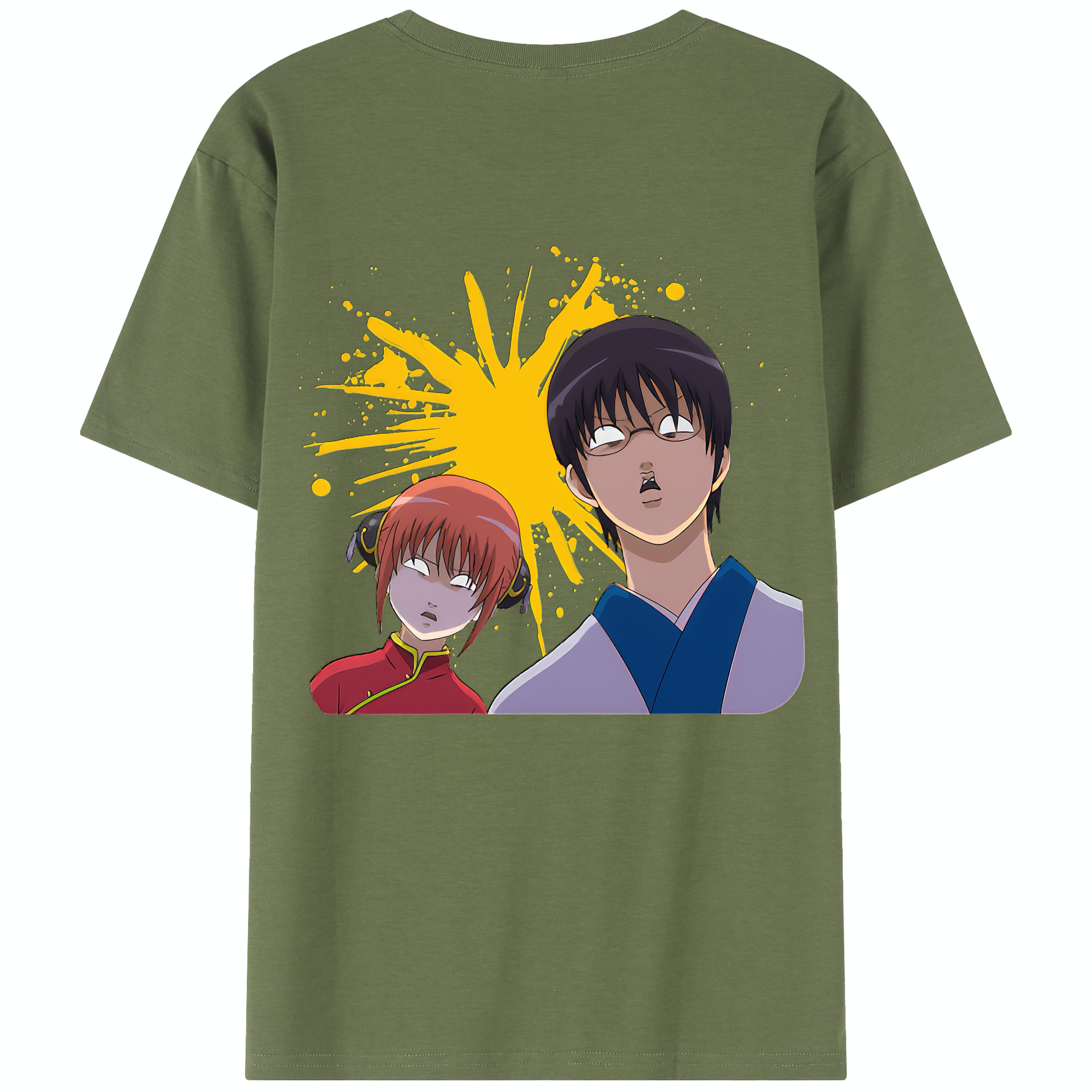 （画像用） ぎんたま 坂田銀時（さかたぎんとき） 神楽 志村新八（しむら しんぱち） GINTAMA Sakata Gintoki Kagura Shimura Shinpachi 綿100％半袖Tシャツ（背面プリント）